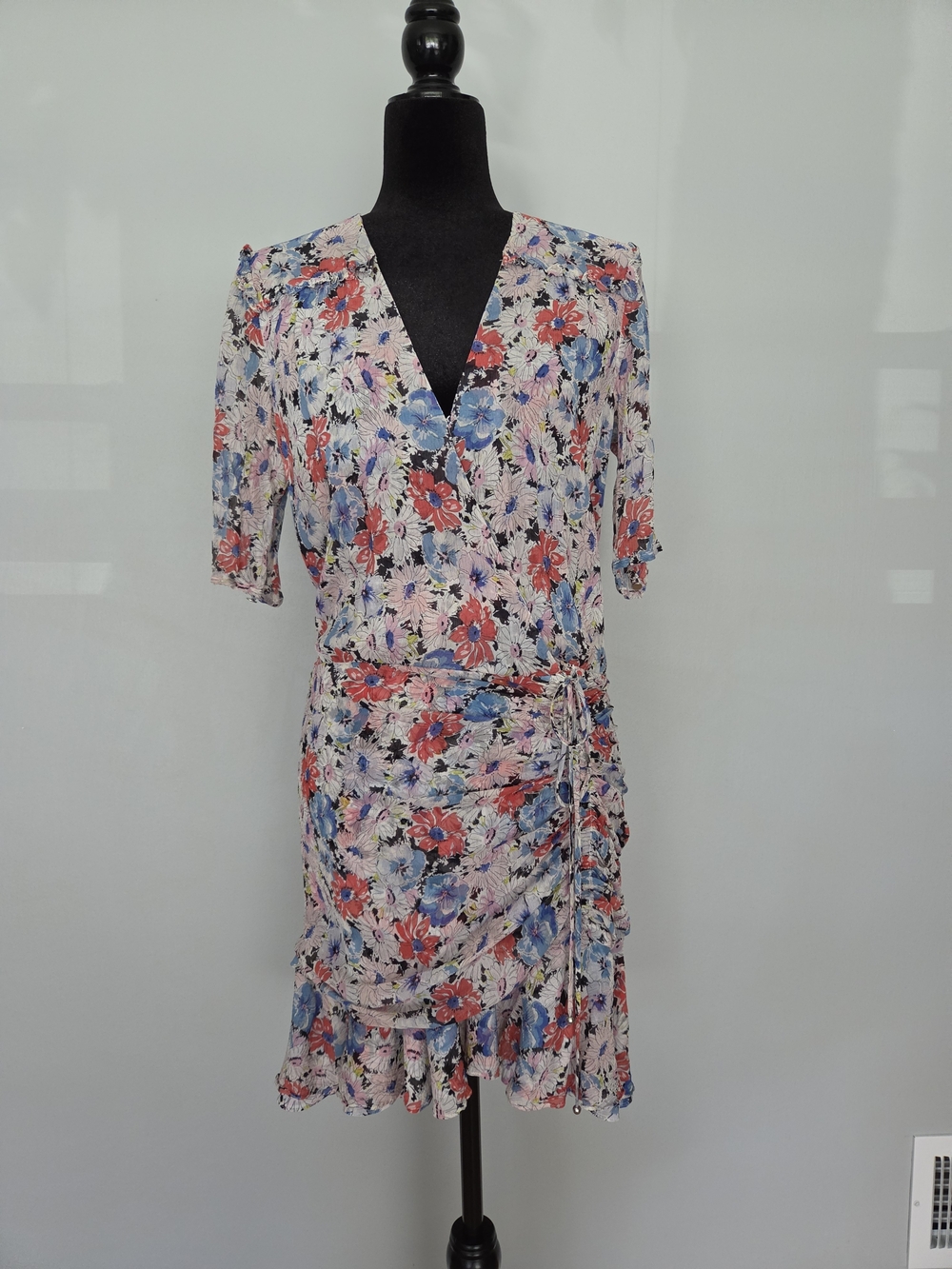 Veronica Beard Floral Wrap Dress - Blue, Pink, Red